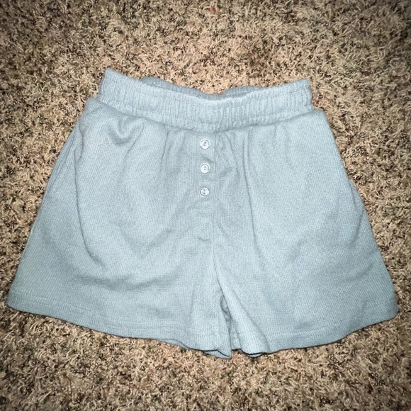 High Waist Women's Gray Buttoned Shorts - Picture 1 of 3